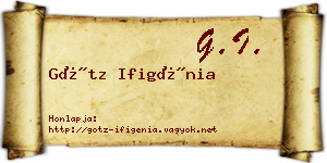 Götz Ifigénia névjegykártya